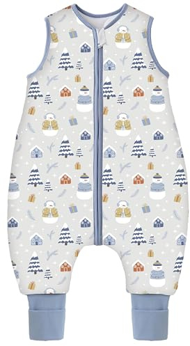Teechodina Baby Schlafsack mit Füßen Baumwolle 2.5 Tog Kinder Winter Schlafsack mit Beinen für Jungen und Mädchen, 2.5 Tog/Winter, 90cm/Baby Höhe 100-110cm