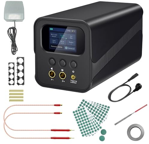 Battery Spot Welder, Farad Capacitor Welding Machine, Hand Held Welder Machine, Auto & Foot Pedal Mode, Welding 0.1-0.4mm Copper/Nickel/Steel, for Battery Pack Making, with 200Pcs Insulation Paper