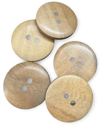 Olivenholz Knöpfe Natur - 10 Stück Holzknöpfe rund mit 2 Löchern - Größe wählbar 11mm-34mm - Echtes Olivenholz - Nähknöpfe für Nähen, Stricken, DIY (11mm)