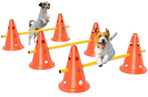 PawHut Set d'agilité 3 pièces Hauteur réglable, Orange