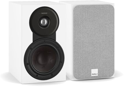 DALI SONIK 1 – Ultra-kompakter 2-Wege Regallautsprecher (Paar) mit 29 mm Gewebekalotte, 5¼″ Clarity Cone™ Holzfasermembran & SMC™ Technologie – Weiß