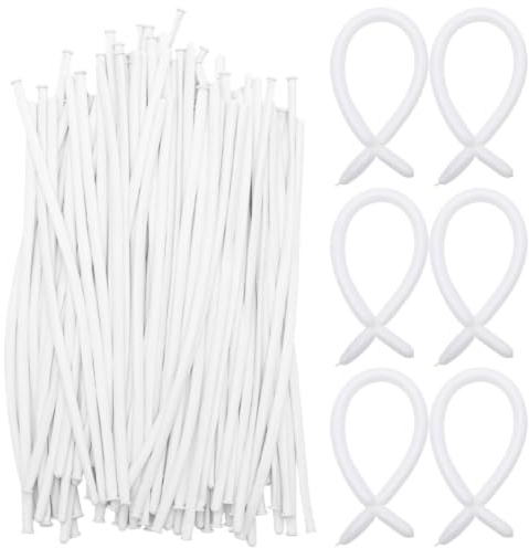 POPETPOP 200 Globos Largos de Látex Blancos para Modelar Animales, Fáciles de Usar y Duraderos, Ideales para Decorar Fiestas, Bodas y Showers