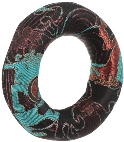 Coussin pour Bol Chantant Népalais Rond en Tissu Noir Or A | Anneau Creux Antidérapant, Réduit les Vibrations Bruit, Usage Quotidien ou Studio de Yoga