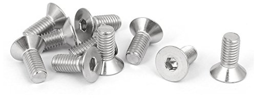 sourcing map 10 Stück Senkkopfschrauben Flachkopf Sechskantschraube | M5 x 12 mm, 316 Edelstahl
