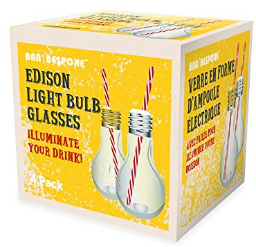 Mixology Lot de 4 Verres Style Ampoules Edison