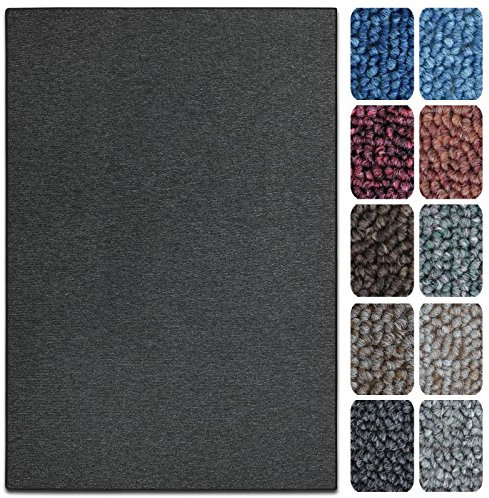 casa pura Teppich London | viele Größen | pflegeleichter Flacher Schlingenflor | Flurteppich, Wohnzimmerteppich, Küchenteppich, Schlafzimmerteppich (Anthrazit - 160x230 cm)