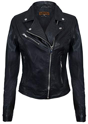 Infinity Leather Giacca in Pelle da Donna Nero Giacca in Vera Pelle Stile Motociclo Classico M