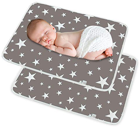 2-pack baby vattentät skötmatta SACONELL 50 x 70 cm bärbar blöjbytesmatta unisex spädbarn blöjor lakan skydd bomull absorberande lakan dynor (2 grå)