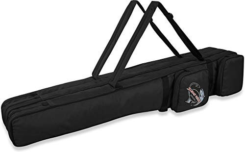 normani Allround Rutentaschen Rutenfutteral 150 cm mit 3 Innen-Fächer für 6 Ruten Anglertasche und 4 Außentaschen für Angeruten, Kescher und Rutenhalter Farbe Schwarz
