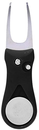 MAGT Golf Pitchgabel, 304 Edelstahl Golf Divot Tool ABS Kunststoffgriff Pitchgabel klappbar Golf Spring Divot Repair Pitch Putting Gabel Tool für das Training(Schwarz)