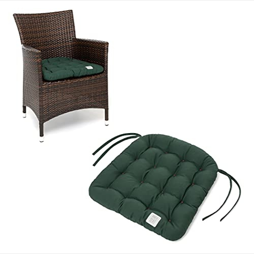 HAVE A SEAT Luxury | Sitzkissen 48 x 46 cm (2 St.) - bequemes Stuhlkissen - orthopädisch, wetterfest, waschbar bis 95° C, Trockner geeignet - Made in Germany (48x46 cm - 2er Set, Moosgrün)
