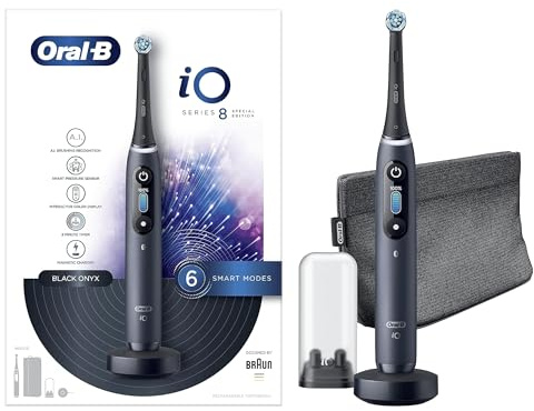 Oral-B Special Edition iO 8 Eltandborste Laddningsbar, Elektrisk Tandborste, 1 Designat Svart Handtag Med Revolutionerande Magnetteknik, Färgdisplay, 1 Borsthuvud