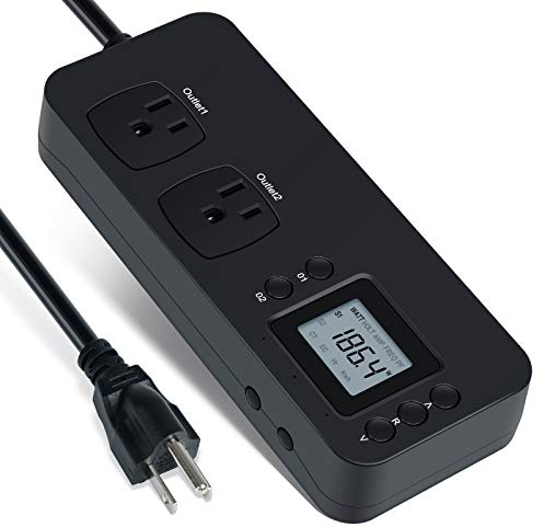 Electricity Usage Monitor, Briidea Power Consumption Watt Voltage Amp Meter Tester with 2 Outlets Electricity Analyzer Monitoring Device for Energy Saving