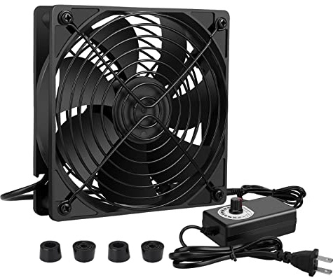 Qirssyn 120mm AC Powered Fan with Vriable Speed Controller, AC 110V to 220V Vriable Speed Fan for Receiver Amplifier DVR PlayStation Component Cooling