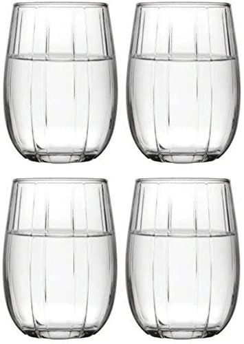 Circleware Montalcino Whiskey Glasses Set of 4, Drinking Glassware for Water, Juice, Iced Tea, Beer, Wine, Liquor Brandy, Bourbon and Beverage Gift, 12.7oz, Clear