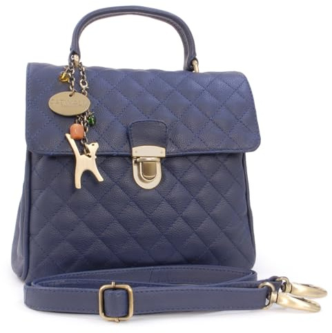 Catwalk Collection Handbags - Damen Leder Henkeltasche mit Schultergurt - Umhängetasche Mittelgroß - Gesteppte Handtasche - Hayley