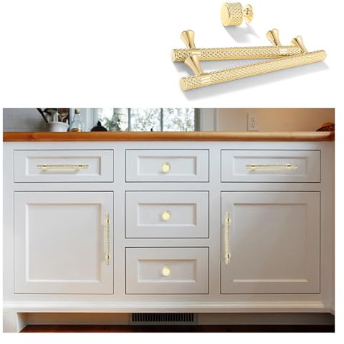YNDD 6 Stück Möbelgriffe Gold 96mm Lochabstand, Schrankgriffe Goldene Küchengriffe, Moderne Schubladengriffe Zinklegierung Türgriffe Küche Griffe für Küchenschränke Kommode
