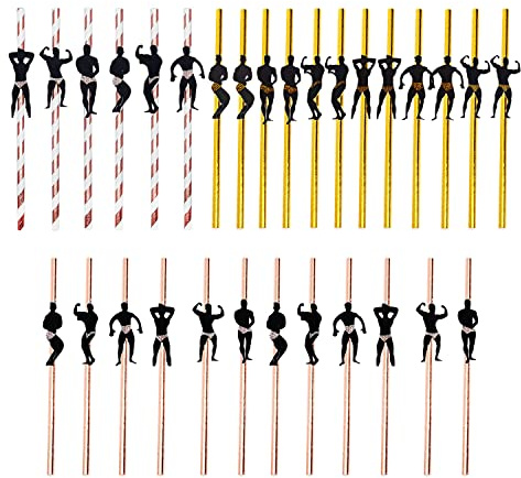 30er Pack Junggesellinnenabschied Deko Strohhalme Junggesellinnenabschied Strohhalme Cocktail Strohhalme Striptease Gold Strohhalme Cocktail Strohhalme für Party Dekoration Mädchen Brautdusche