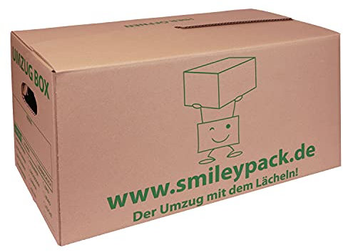 smiley pack 50 x Umzugskarton 621 x 301 x 331 mm bis 40 kg belastbar Profi Box stabil Umzugskiste Umzugskartons groß und stabil wie zweiwellig (Sets zwischen 5 und 240 Stück) (50)