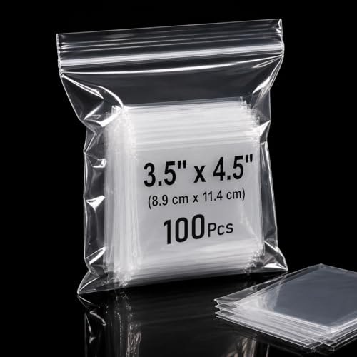Clear Grip Seal Bags Sealable Pack of 100 Pcs 3.5x4.5/8.9x11.4cm Ziplock Bags Reusable Polyethylene Transparent Food Storage Bags