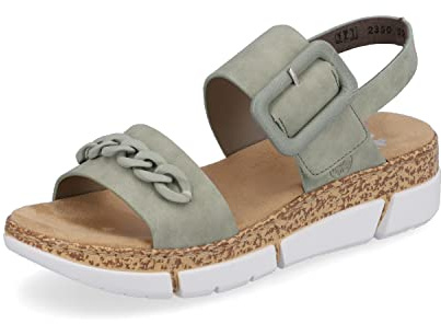 Rieker Damen Sandaletten V2350, Frauen Sandalen,Sommersandalen,bequem,Sommerschuhe,Freizeitschuhe,offene,Schuhe,Strandschuhe,grün (52),36 EU / 3.5 UK