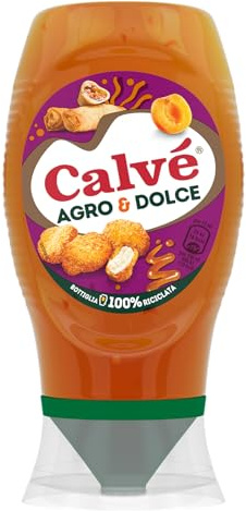 Calvé Salsa Agro & Dolce, Formato 250 ml, Salsa Agrodolce Fruttata, Dolce e Bilanciata, Ideale per Fritti e Finger Food, Senza Aromi e Coloranti, Senza Glutine, Vegano