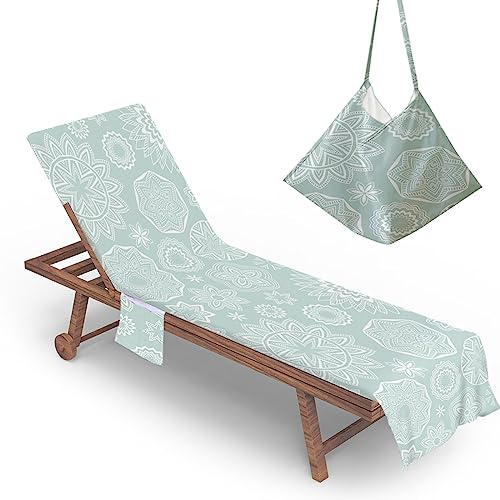 FANSU Schonbezug für Gartenliege mit 2 Taschen Frottee Liegenauflage Garten Sonnenliege Handtuch Stuhl Strandtuch für Schwimmbäder, Strände, Gartenhotels (75x200cm,Eleganter Jahrgang5)