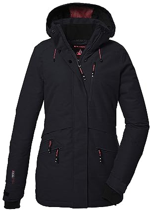 killtec Damen Skijacke/Funktionsjacke mit abzippbarer Kapuze und Schneefang KSW 110 WMN SKI JCKT, schwarz blau, 36, 40976-000