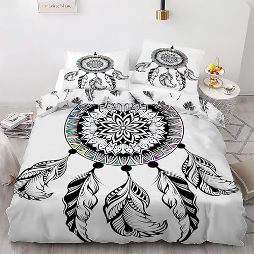 phonxia Parure de Lit 90x190 Enfant Attrape-RêVes GarçOn Fille Housse de Couette Imprimées Réversibles Ensemble De Literie Microfibre avec Fermeture Éclair, 2 Taie d'oreiller 65x65 cm