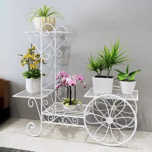 Blumenwagen, Metall-Pflanzenständer, 4-stufiges Metall-Eck-Pflanzenregal, abgestuftes Sukkulenten-Blumentopfständer-Halter, Eisen-Topf-Pflanzgefäß-Regale für den Innen- und Außenbereich, Garten