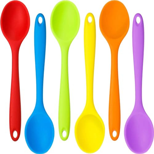 Beieverluck 6 Pack Large Silicone Cooking Spoons 10.8'' Heat Resistant Kitchen Spoons for Cooking Silicone Serving Stirring Mixing Spoons, 6 Colors