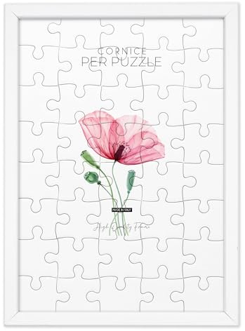 Lupia - Cornice per Puzzle Optical White Bianca da parete in Legno, protezione frontale in Acrilico Trasparente, Adatta e Compatibile con Formati Vari di dimensioni, pezzi e tessere 60x85 cm