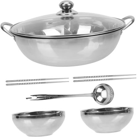 Zerodeko Edelstahl Hot Pot Mit Trennwand Doppelkammer-design Schnelles Gleichmäßiges Erhitzen Starke Griffe Leicht Zu Reinigen Robustes Material Für Familienfreundlichen Fondue-einsatz