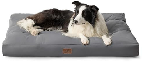 BEDSURE Hundebett große Waschbar - 91x68 cm hundematratze kühlmatte L für Hunde, Outdoor gepolstert Hundematte dunkelgrau in 10cm Höhe, selbstkühlend Grosse XL Hundekissen für Sommer
