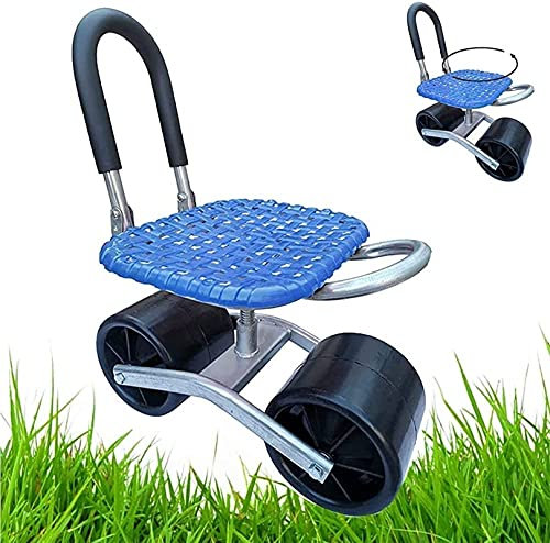 Garten-Rollhocker, Gartenwagen, Werkzeug, Pflanzen, Pflücken, beweglicher Stuhl mit Rädern, Gartenwagen, rollender Arbeitssitz, verstellbar um 360 ° drehbar (Farbe: Blau faltbar, Größe: Rot faltbar)