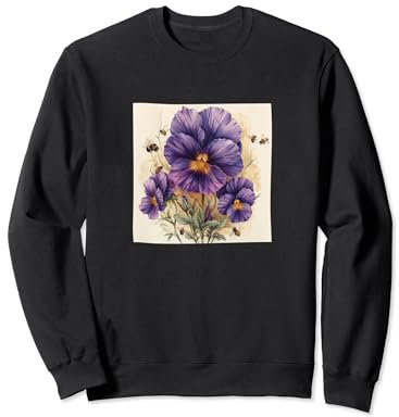 Stiefmütterchen-Blume blühend mit Bienen um Grafik Sweatshirt