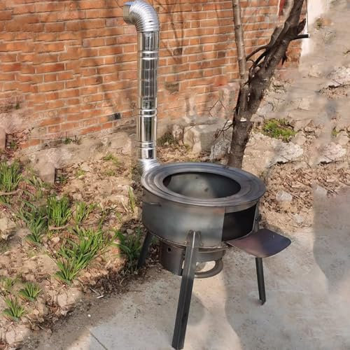 Estufa de Leña Portatil, Estufa de Leña Exterior, Estufa de Leña Robusta y Moderna, Estufa de Leña, Chimenea de Combustible Sólido para Cocinar en el Patio Trasero(68 * 75cm)