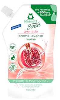 RAINETT Senses - Savon Mains Grenade - Nettoie En Douceur & Rafraîchit - 95% d'Ingrédients d'Origine Naturelle - Tous Types de Peaux - Eco-Recharge 500 ml