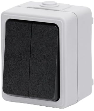 Interruptor de montaje en superficie, 2 llaves, 2 vías, color gris; ideal para controlar iluminación y potenciar la decoración interior.