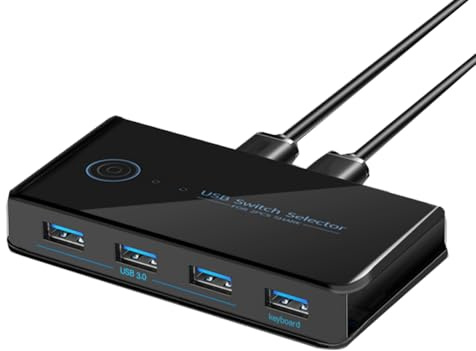 Osmond Commutateur KVM USB partagé 2 entrées 4 sorties pour ordinateur portable, PC, clavier, souris, imprimante, hub adaptateur USB 3.0 chaud