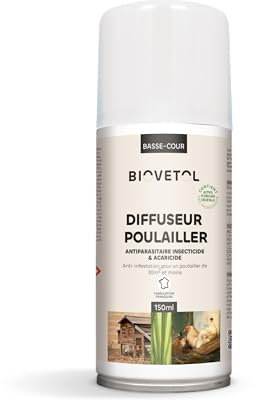 Biovetol - Spray Anti-Poux pour le poulailler Bio - Antiparasitaires pour le poulailler (Diffuseur 150 ml)