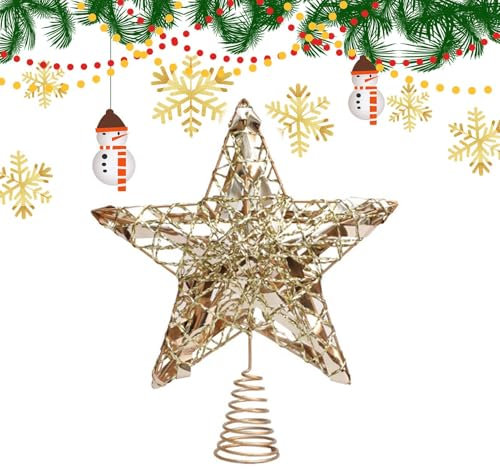 Weihnachtsbaumstern,Weihnachtsstern-Baumspitze, Weihnachtsbaumspitze Metall - Partygeschenke Hohle Weihnachtsdekoration für Baum, Tisch, Innenraum