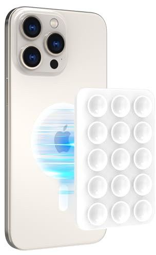 AHASTYLE Silikon Saugnapf Telefonhalterung für iPhone 18/17/16/15/14/13/12 | Magnetische Saugnapf für iPhone MagSafe-Telefonhülle, Spiegel-Dusch-Telefonhalterung, für TikTok Videos und Selfies