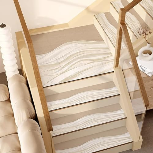 Hruile Tappeto per scale in legno massello, lavabile, con retro in gomma antiscivolo, per bambini, anziani e animali domestici (75 x 26 cm, 4 pezzi, stile 1)