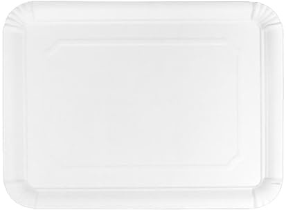 Monouso | 100 Bandeja de Cartón Blanca 24×30 cm | Rectangular Compacta | Resistente al Aceite y Calor | Ideal para Degustaciones y Catering | Pack de 100 Unidades
