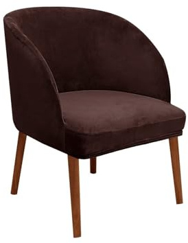 WWQQKJ Stretch-Stuhlhussen aus Samt, runde Rückenlehne mit Armlehnen, 2/4/6 Stück, Schonbezug for Esszimmerstühle, skandinavischer Sessel, Stuhlbezug for Küche und Esszimmer(Brown Marrone,4PCS)
