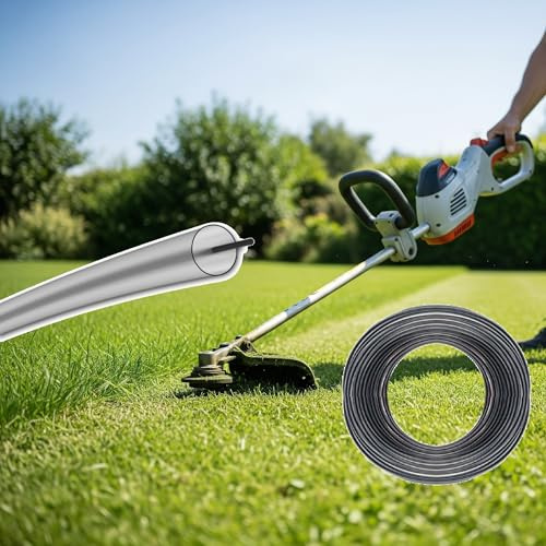 Hochleistungs-Trimmerfaden Rundprofil Grau robuster Mähfaden für Rasentrimmer & Motorsense, langlebiger Zweikomponenten-Faden für Garten & Landschaftspflege