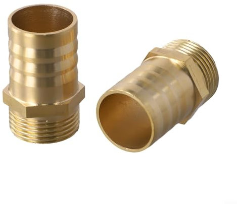 Gdfnmogo Raccordo per tubo flessibile in ottone, adattatore per tubo dell'acqua, per sistema di irrigazione da giardino, stagno, piscina, connessione maschio, confezione da 2 (3/4 maschio x 25 mm)