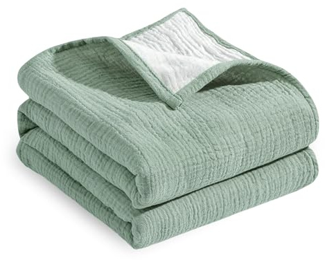 QINGZY Copertina in Mussola per Neonati, Bambini, Multistrato, Verde, 90 x 90 cm