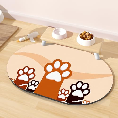 METEOROCK Tappetino Ciotole Cane, Assorbente Tappetino Ciotole Gatto, 51x30,5CM Antiscivolo Sottociotola per Cani, Tappetini Facili da Pulire per Ciotoles con Retro in Gomma al 100%